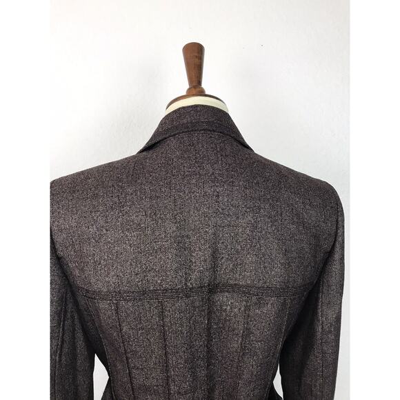 Albert Nipon Belted Single Breast Jacket Tweed - Picture 8 of 10